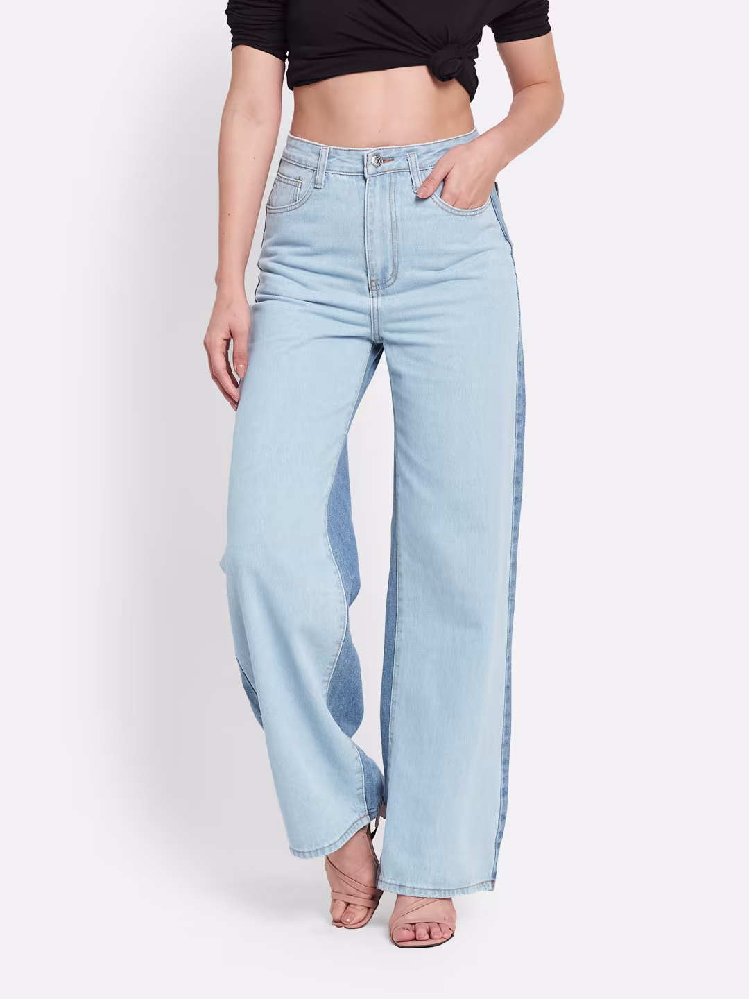 Staight Fit Colourblocked Jeans
