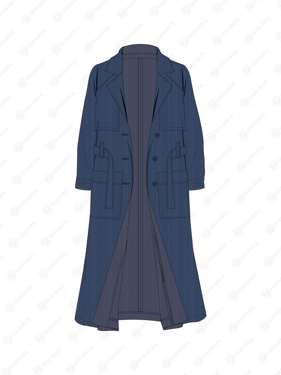 Women’s Long Denim Trench Coat